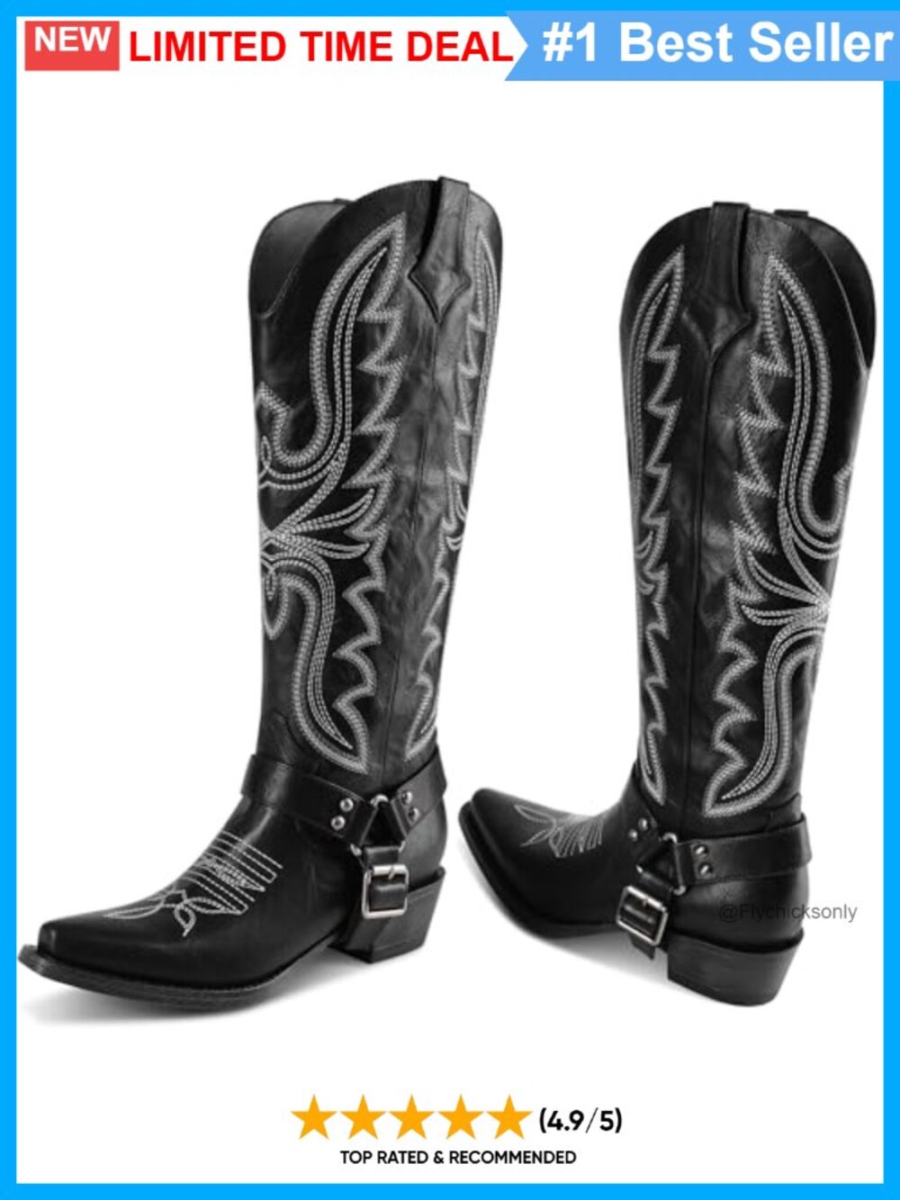 Women's Knee High Western Cowboy Boots Faux Leather Pull-On